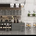 Modern Milk Tea Shop Interior With Open Counter Menu Board Hanging Lighting And Plant Decorations