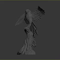 Flying Animal Eagle with Spread Wings Perched on Tree Stump Display Model 3d model