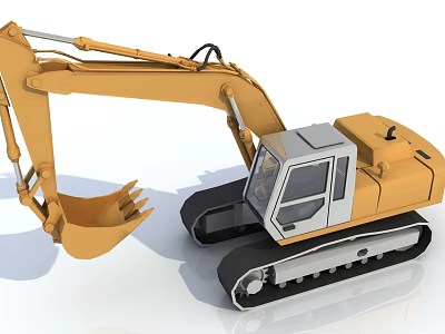 Modern Yellow Construction Excavator With Tracked Undercarriage And Front Bucket 3d model