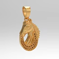 Exquisite Gold Horse Head Pendant Jewelry with Intricate Inlaid Sparkling Stones Design