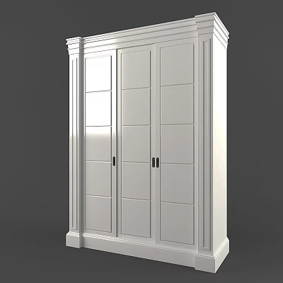 Classic White Wardrobe Design With Paneled Doors Decorative Trim And Elegant Interior Details 3d model
