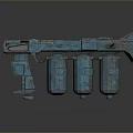 Blue Sci Fi Weapon With Mechanical Design And Cylindrical Components