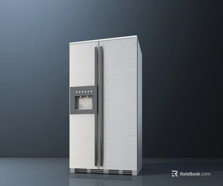 Modern Stainless Steel Side by Side Refrigerator Freezer with Digital Control Panel 3d model 