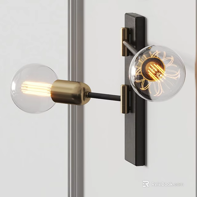 Brass Wall Lamp With Edison Bulb And Glass Shade For Modern Home Interior Decor 3d model 