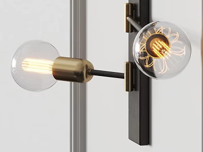 Brass Wall Lamp With Edison Bulb And Glass Shade For Modern Home Interior Decor 3d model
