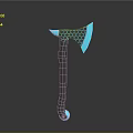 Modern Axe Weapon with Blue Hexagonal Pattern Black Handle and Futuristic Design