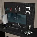 Computer hole board display PS5 keyboard mouse office supplies game machine 3d model