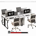 Ergonomic Mesh Back Office Chairs For Adjustable Workstation Desks With Monitors 3d model