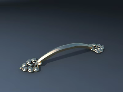 Elegant Curved Metal Cabinet Handle With Ornate Decorative Ends Design 3d model