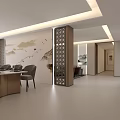 Modern Living and Dining Room Interior With Sofa Coffee Table TV Plants And Lighting Design