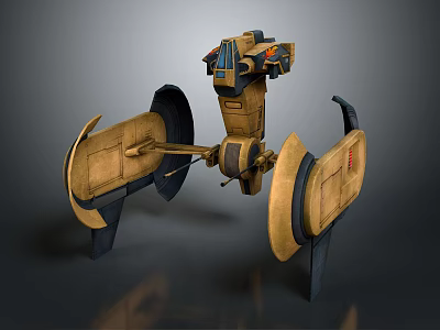 Scifi Mechanical Robot With Brown Black Armored Body And Propulsion Units 3d model