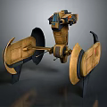 Scifi Mechanical Robot With Brown Black Armored Body And Propulsion Units