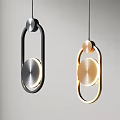 Modern Hanging Pendant Lights With Circular Ring Design In Silver And Gold Metal Finish