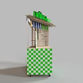 Bohai Wharf Seafood Vending Cart With Green Design Promotional Posters And Shelves