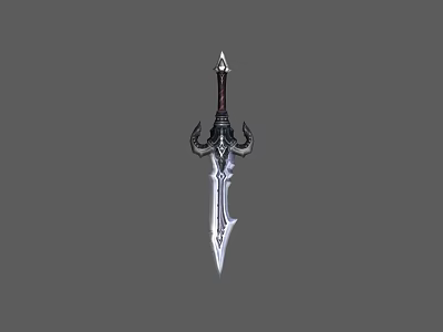 Medieval Fantasy Sword With Red Hilt Intricate Blade And Ornate Decorative Guard 3d model