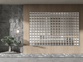 New Chinese style glass brick glass brick screen partition 3d model