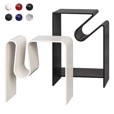 Modern Contemporary Side Tables With Unique Curved Design In Black And White Colors 3d model