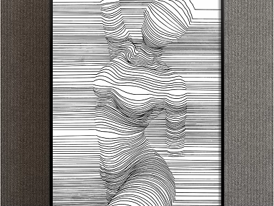 Abstract Human Sculpture With Black And White Curved Lines Design 3d model