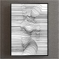 Abstract Human Sculpture With Black And White Curved Lines Design