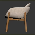Light Pink Upholstered Chair Featuring Curved Backrest Armrests Wooden Legs And Minimalist Design
