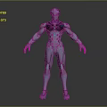Game and Movie Character Silver Robot With Metallic Armor Blue Red Details Futuristic Design