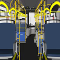 Modern Yellow And White City Bus With Large Windows And Double Doors