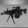 Tactical Machine Gun Design With Metallic Body Tripod Scope And Magazine