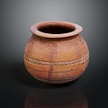 Ornate Traditional Handcrafted Clay Vessel With Intricate Patterns And Terracotta Hue