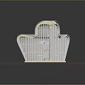 Grand Theatre 3D Model With Green Glass Facade White Decorative Borders And Ornate Top Design