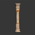 Ornate Classical Column Design With Marble Texture And Carved Decorative Details