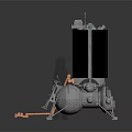 Modern Space Exploration Lander Model Equipped With Solar Panels And Astronaut Figure 3d model
