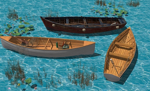 Chinese boat, small wooden boat, wupeng boat 3d model