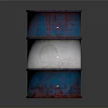 Rusty Blue And Red Oil Barrel With White Stripe On Dark Background