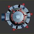 Futuristic Dome Building With Blue Gray Exterior Red Accent Bands Antenna And Steps