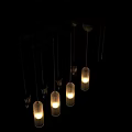 Dark And White Ribbed Glass Pendant Lights Modern Design With Lighted Glow