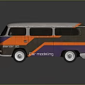 minibus minivan driverless bus school bus van box car 3d model
