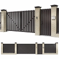 Modern gate courtyard fence 3d model