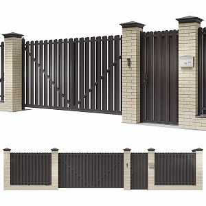 Modern gate courtyard fence 3d model