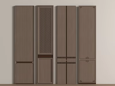 Dark Brown Wooden Wall Panels with Different Designs Textures and Decorative Patterns 3d model