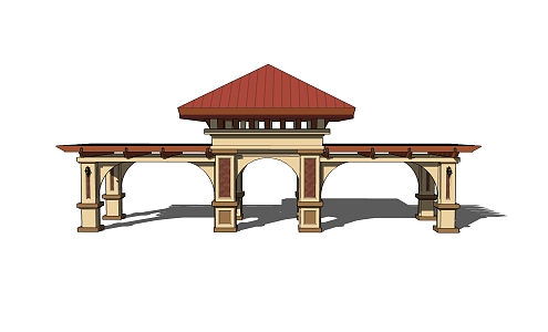 European-style entrance gate 3d model