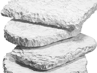 White Textured Marble Slabs Components Stacked With Layered Surface Design 3d model
