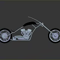 Custom Chrome Motorcycle With Shiny Engine Frame Black Seat And Floor Reflection