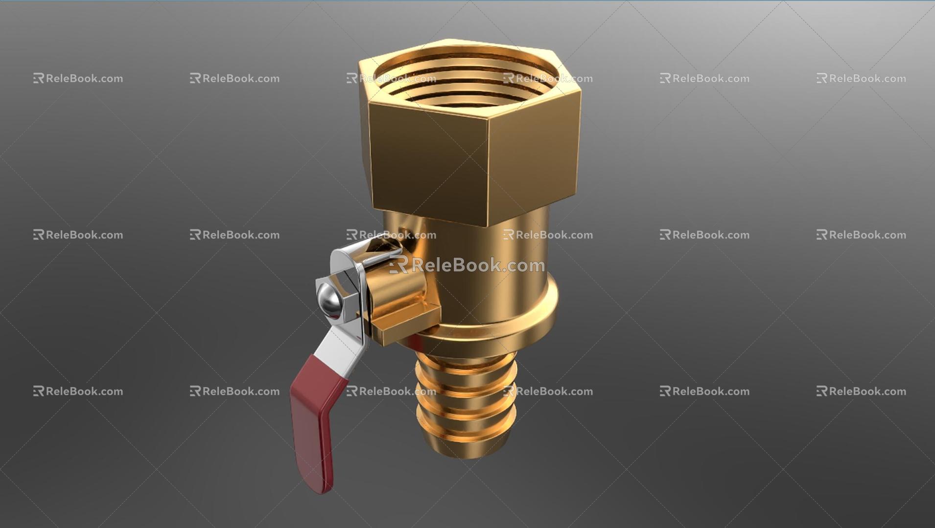 Water purifier drain valve copper valve drain valve ball valve components 3d model