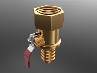 Water purifier drain valve copper valve drain valve ball valve components 3d model