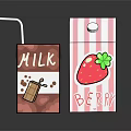 Milk and Berry Beverage Cartons with Strawberry Design and Red Pink Striped Packaging