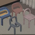 Colorful Children's Chairs Featuring Loop Design And Soft Upholstery On Carpet Floor
