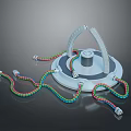 Circular Base Electronic Device With Arched Structure And Colorful Connecting Cables 3d model