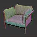 Elegant Modern Gray Upholstered Armchair With Metal Frame And Soft Cushions