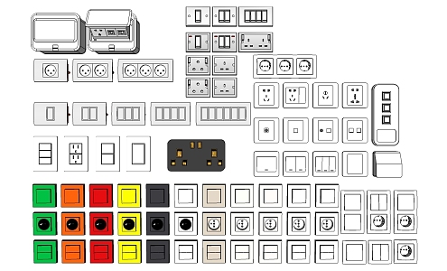 Modern switch socket ground plug 3d model