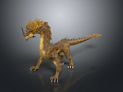 Golden Scaled Dragon Game and Movie Character With Spiked Back And Sharp Claws 3d model Golden Scaled Dragon Game and Movie Character With Spiked Back And Sharp Claws 3d model